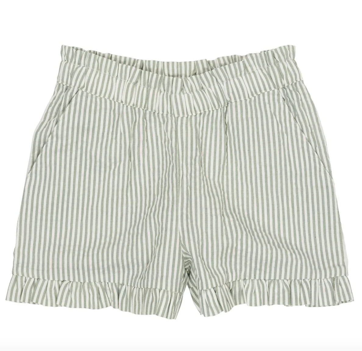 Shorts Seersucker Girly Green Cream