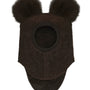 Balaclava Alpaca Rompoms Dark Brown Melange