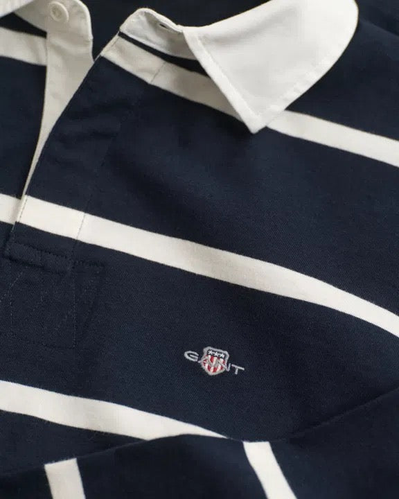 Genser Pique Striped Rugger Evening Blue