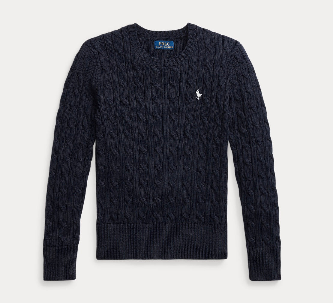 Genser Cable-Knit Cotton Navy