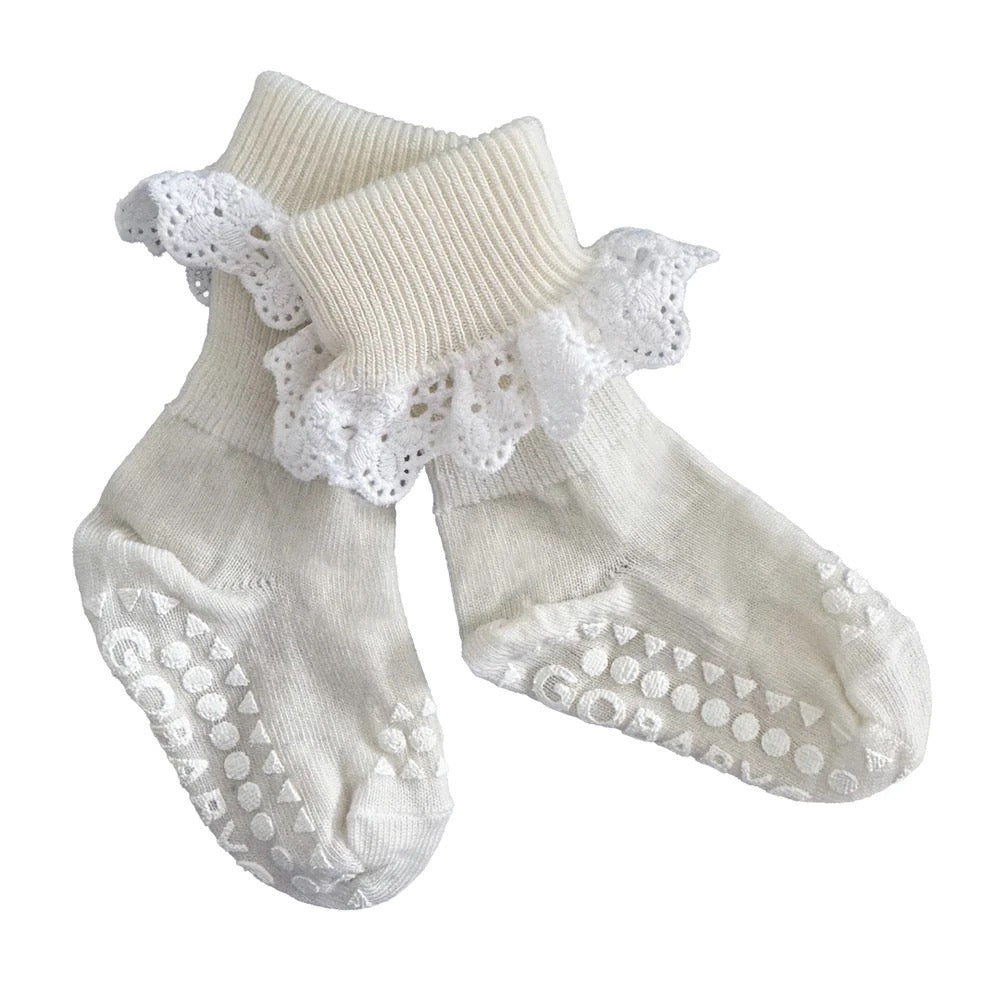 Sokker Antiskli Lace Wool Snow White