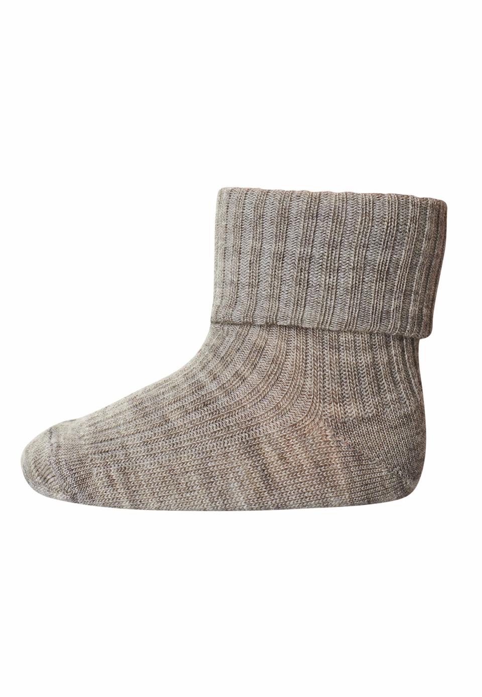 Sokk Rib Baby Ull Light Brown Melange