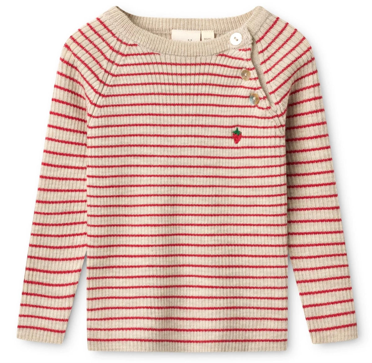 Genser Flye Wool Oat mel/Poppy Red