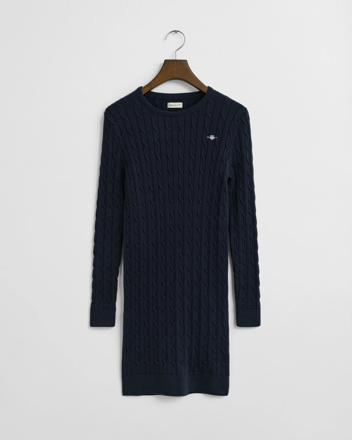 Kjole Kabelstrikk C-Neck Evening Blue