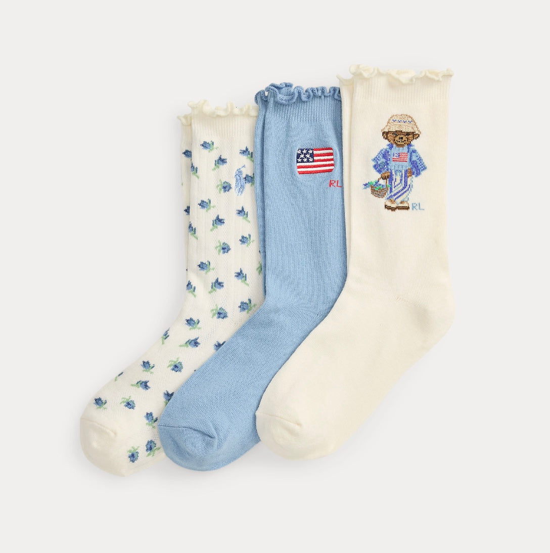 Sokker Polo Bear Crew Ivory Denim Blue