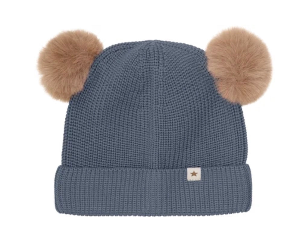 Lue Beanie Wool Knit Pompoms Turbulence