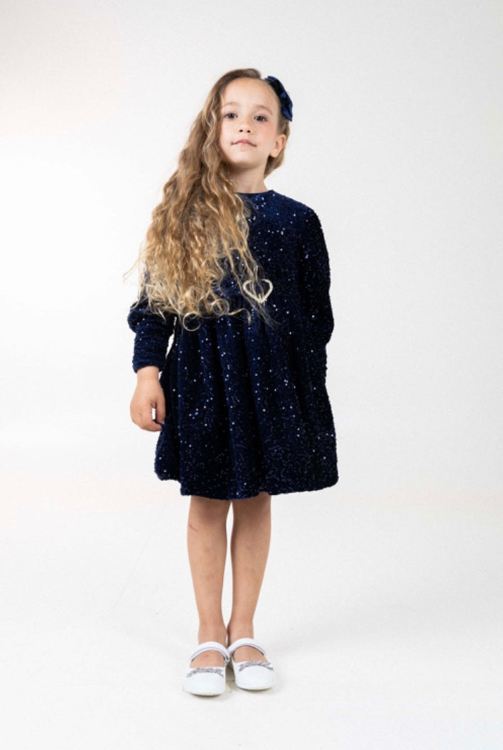 Kjole Anastasia Velvet Sequin Navy