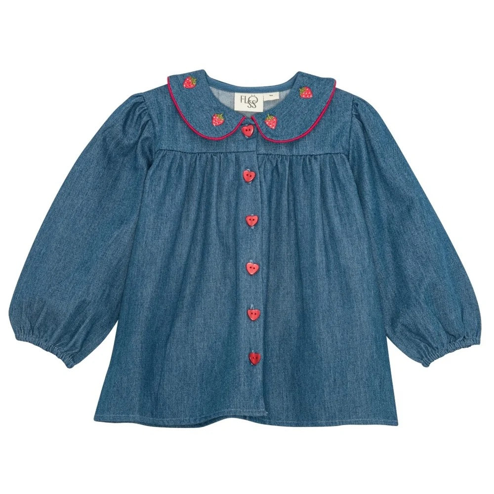 Bluse Vilma Mid Blue Strawberry