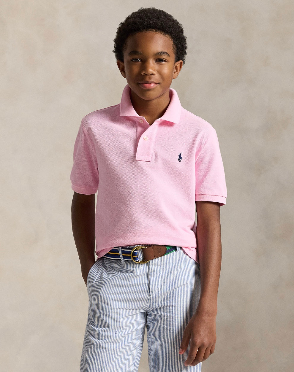Pique Mesh Polo Carmel Pink