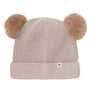 Lue Beanie Wool Knit Pompoms Camel Melange
