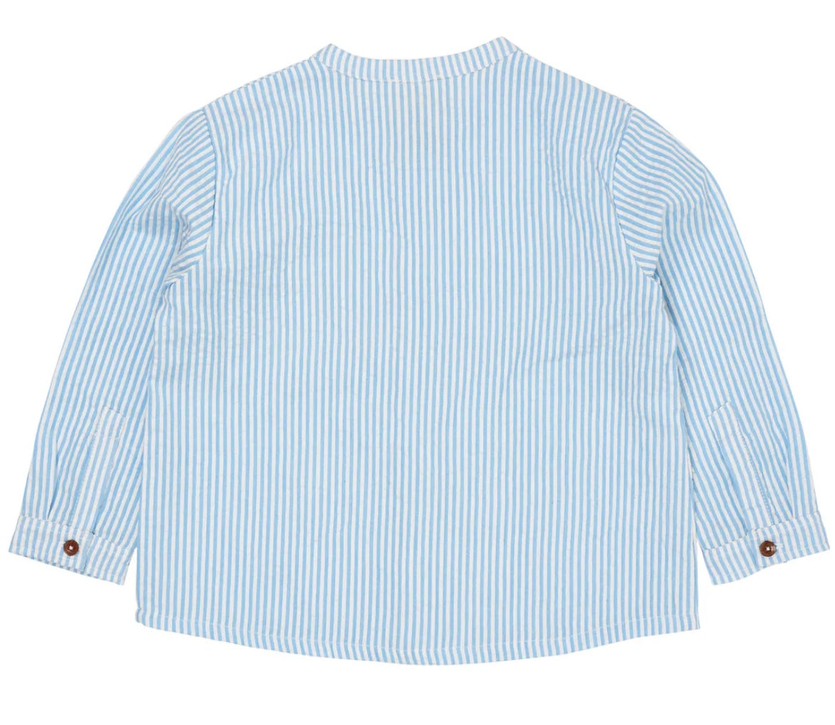 Skjorte Seersucker Placket Sky Blue