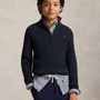 Genser Halfzip Cabel-Knit RL Navy