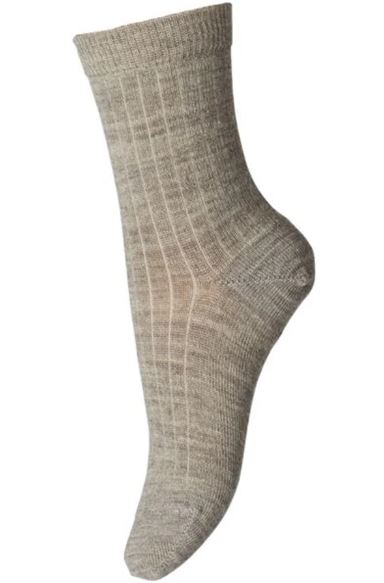 Sokker Rib Ull Light Brown Melange