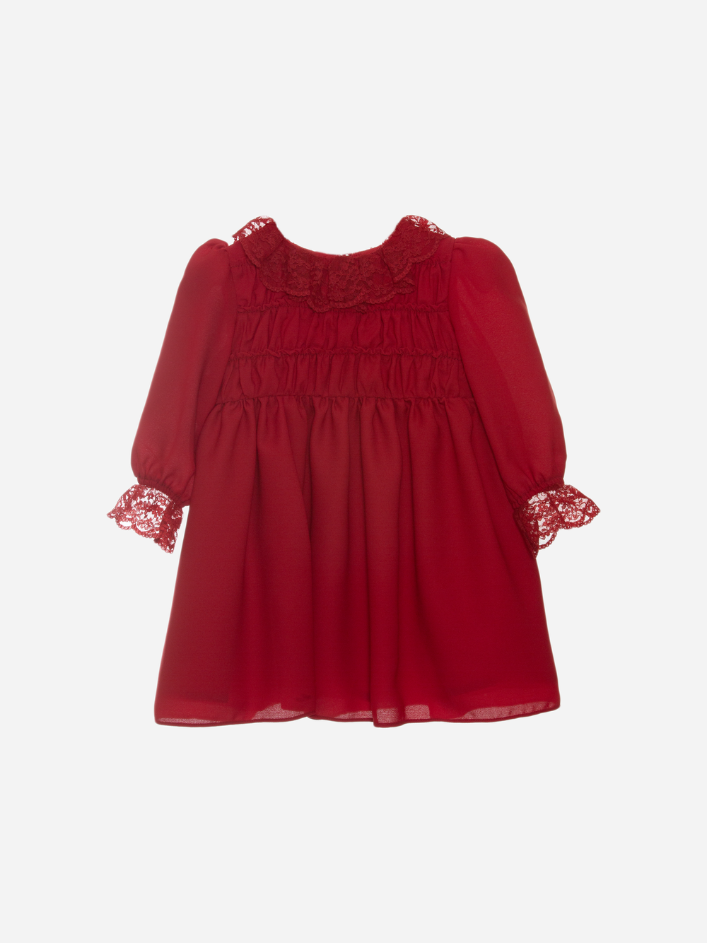 Kjole Smock Chiffon/Blonder Rød