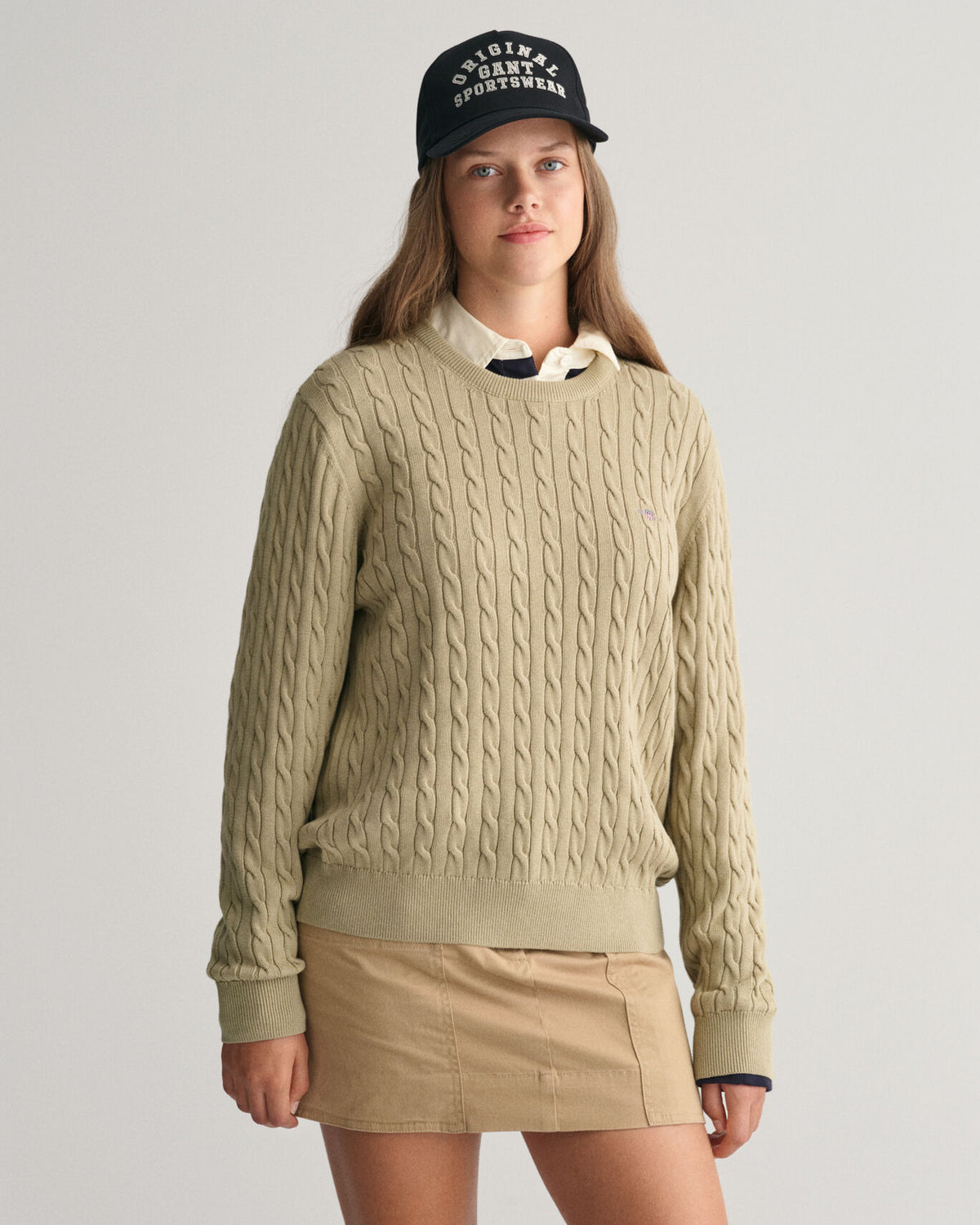 Genser Teens kabelstrikket Beige Green