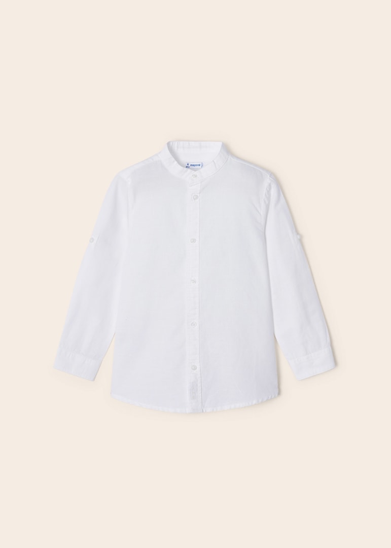 Skjorte Linen Mao collar White