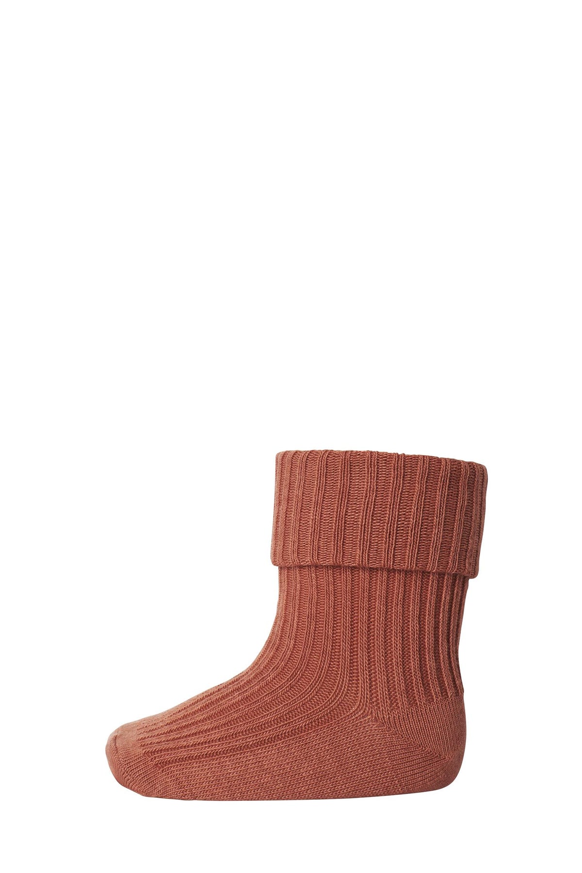 Rib sokk teracotta bomull