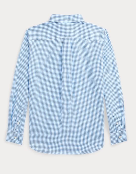 Skjorte Ruter Linen Blue/White