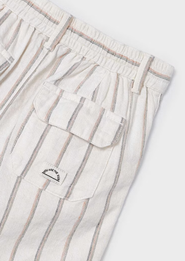 Shorts Striped Linen Milk