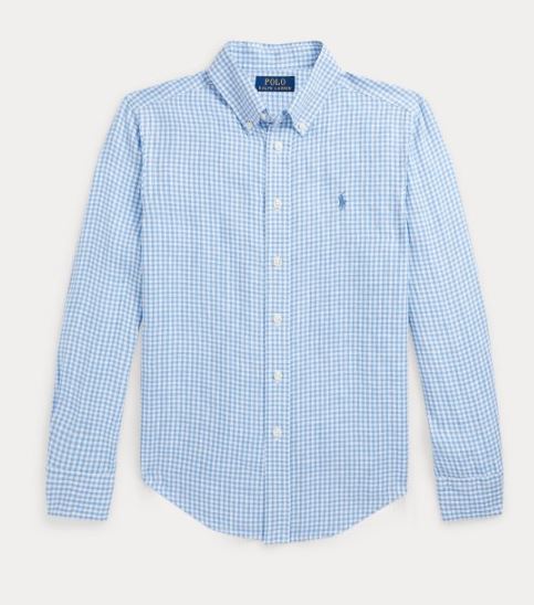 Skjorte Ruter Linen Blue/White