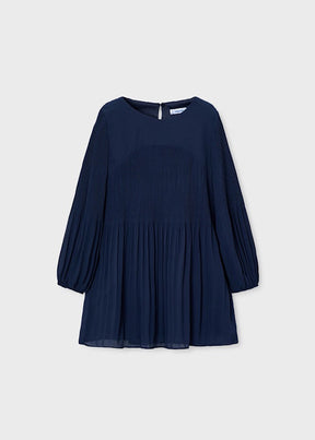 Kjole Pleated Chiffon Navy