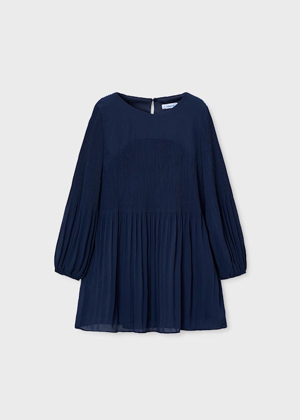 Kjole Pleated Chiffon Navy