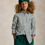 Skjorte Striped Poplin Green White