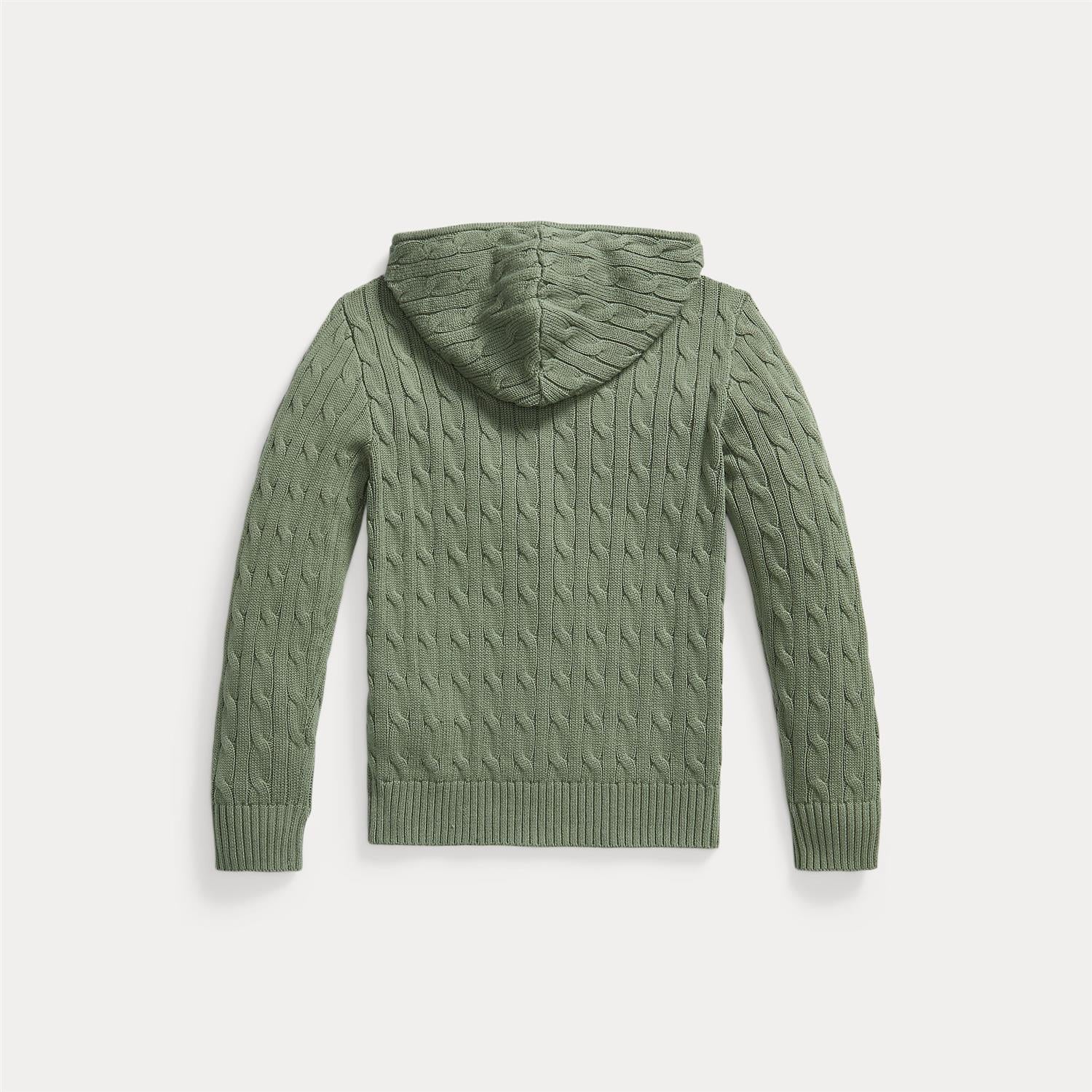 Hettejakke Cable Cotton Full-Zip Cargo Green