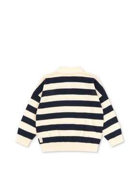 Genser Manis Knit Polo Navy Stripe