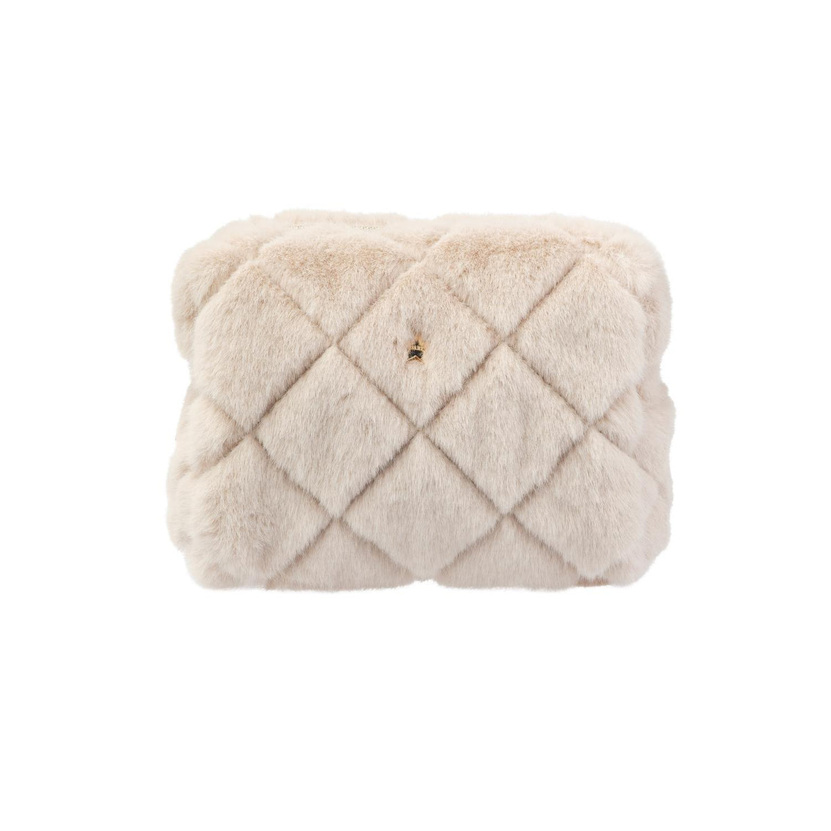 Toalettmappe Faux Fur Quilted Small Sand