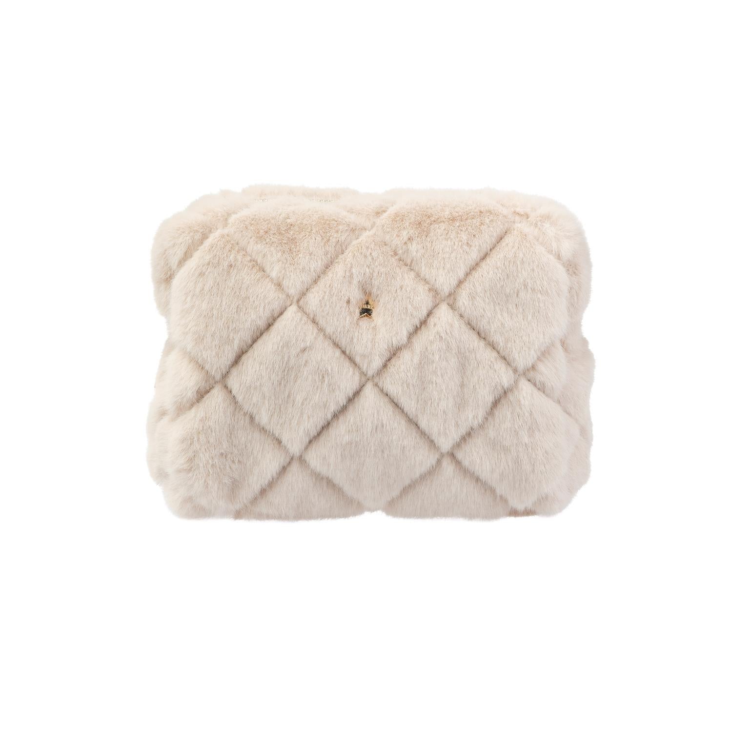 Toalettmappe Faux Fur Quilted Small Sand