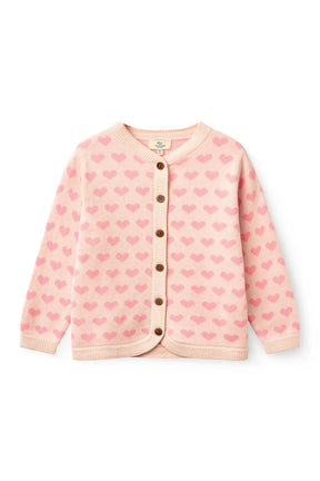 Cardigan Heart Crochet Edge Pink Comb.