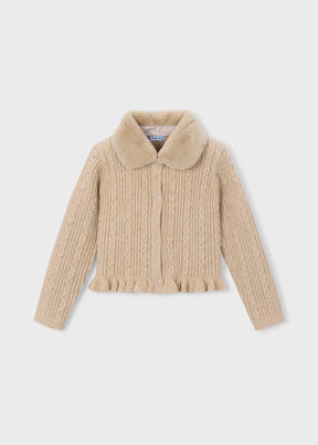 Cardigan Knitted Faux Fur Quinoa Mix
