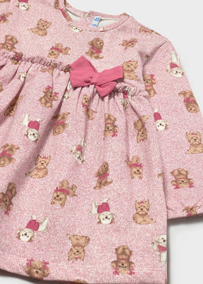 Kjole Printed Dog/Bow Rosa