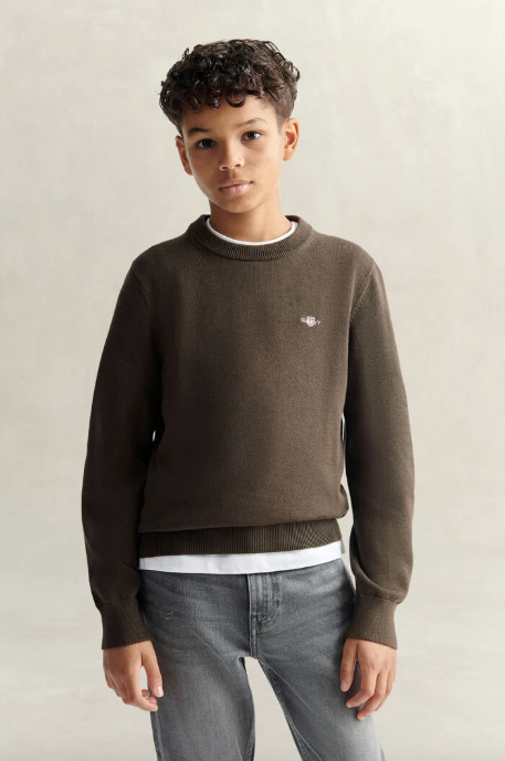 Genser Shield Cotton Crew Neck Shadow Brown
