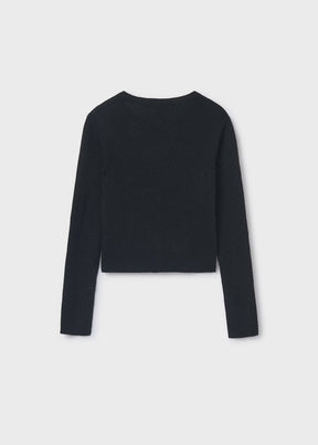Cardigan Knit Ribbed Black
