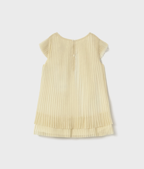 Kjole Pleated Tulle Champagne