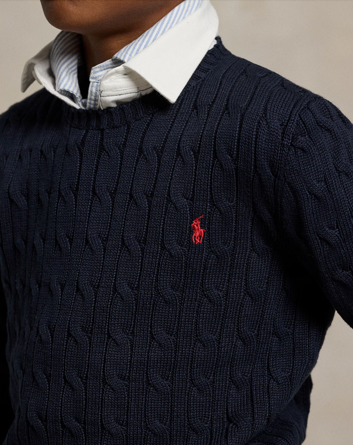 Genser Cable-Knit Cotton Navy