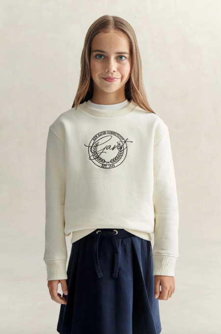 Genser Crest Crew Neck Cream