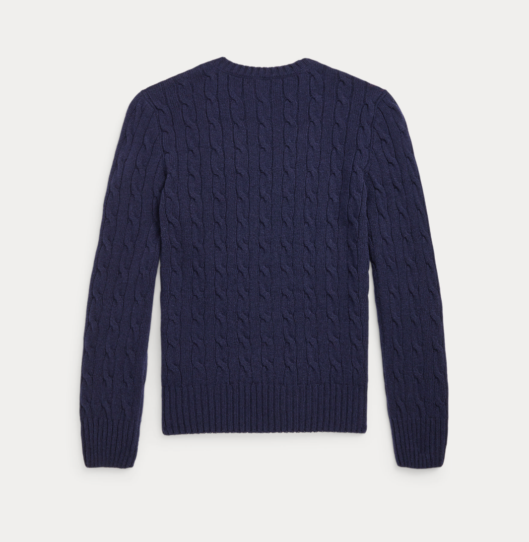 Genser Cable Wool Cashmere Hunter Navy