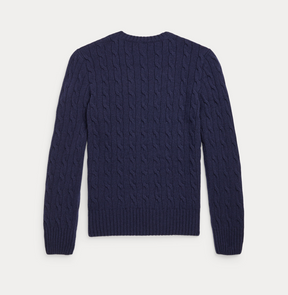 Genser Cable Wool Cashmere Hunter Navy