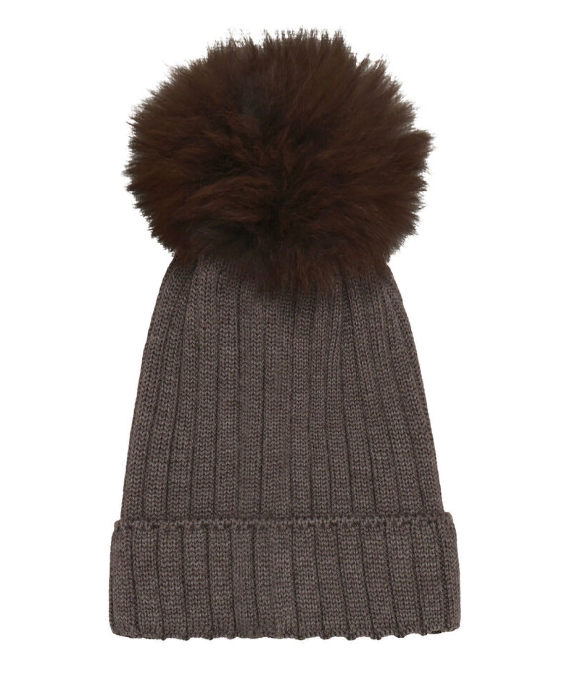 Lue Knit Alpaca Pompom Brown Melange