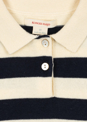 Genser Manis Knit Polo Navy Stripe