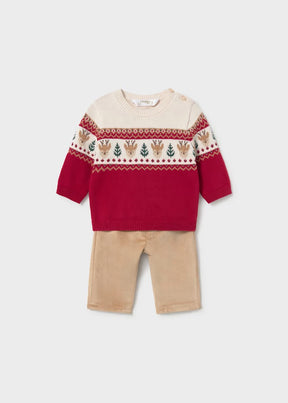 Sett 2-Deler Knit Animal Red