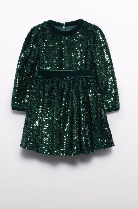 Kjole Sequin Velvet Green