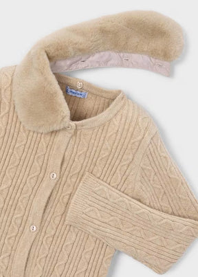 Cardigan Knitted Faux Fur Quinoa Mix