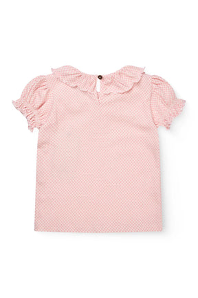 T-skjorte Crepe Frill Collar Pink Comb.