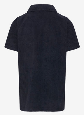 Pique Revere Collar Towelling Polo Evening Blue