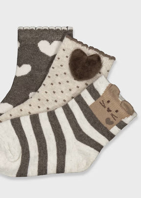 Sokker 3pk Heart Cocoa
