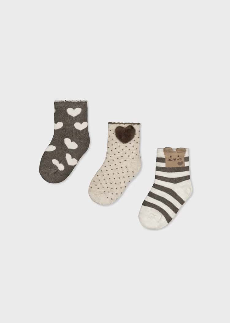 Sokker 3pk Heart Cocoa